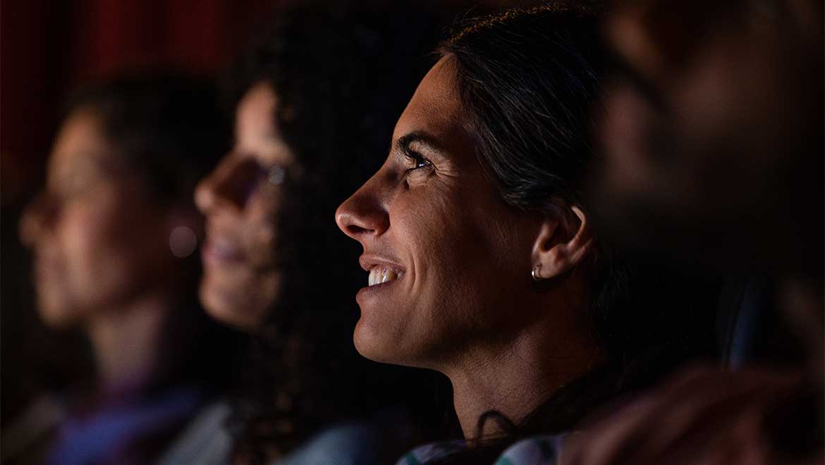 Woman watching a movie