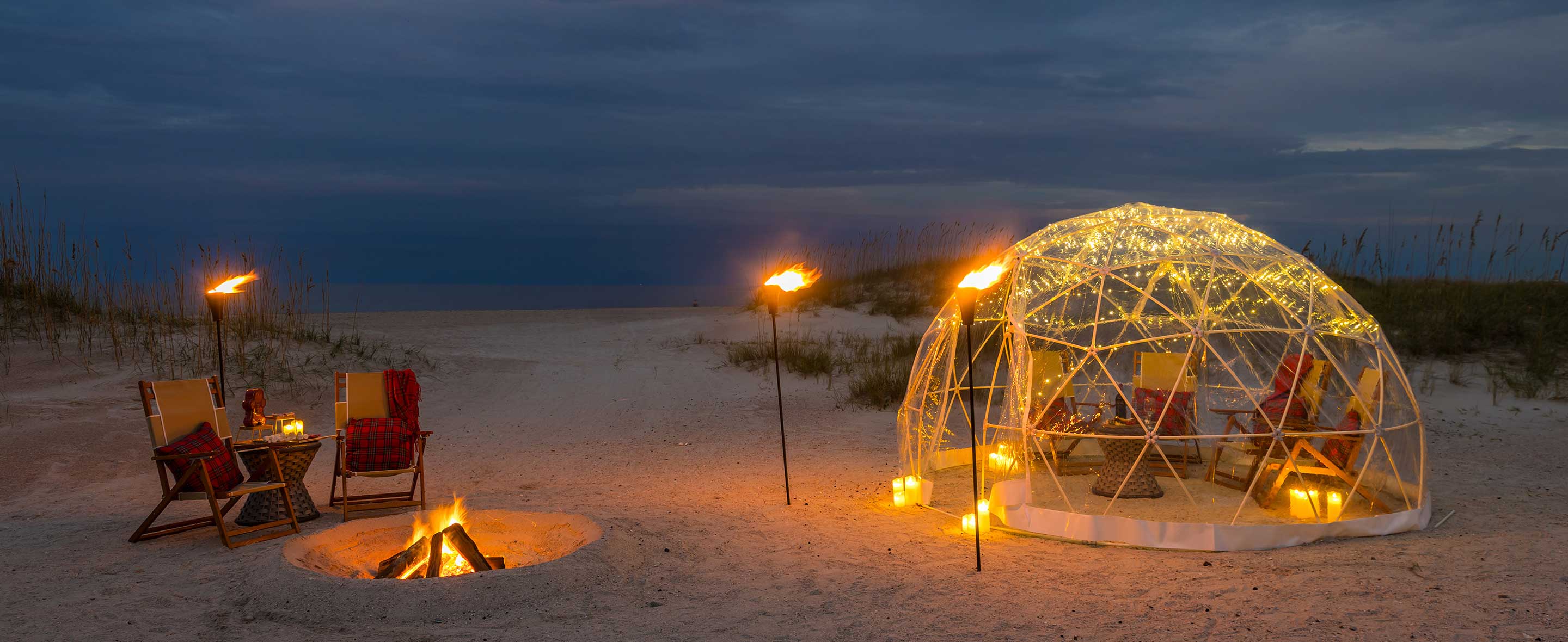 Campfire set up on the beach