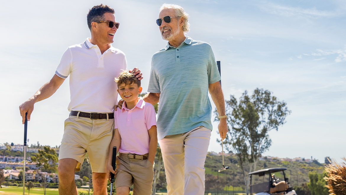 family golfing