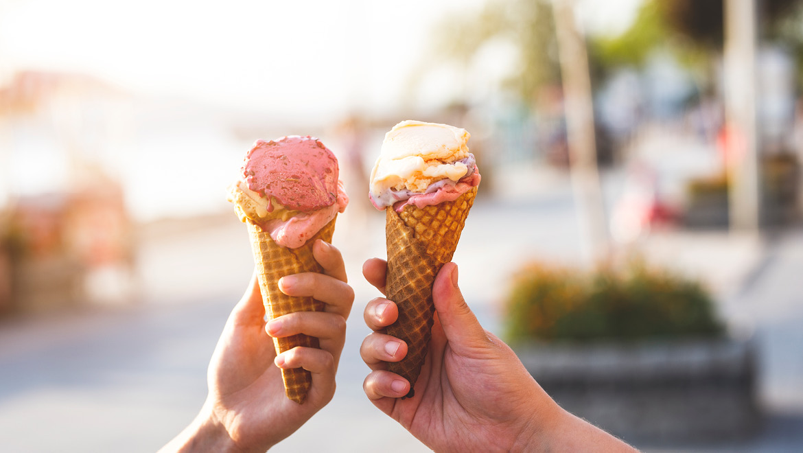 Two ice cream cones