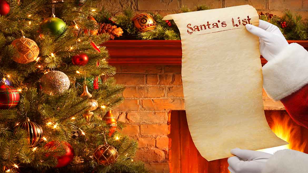 Santa holding his list.