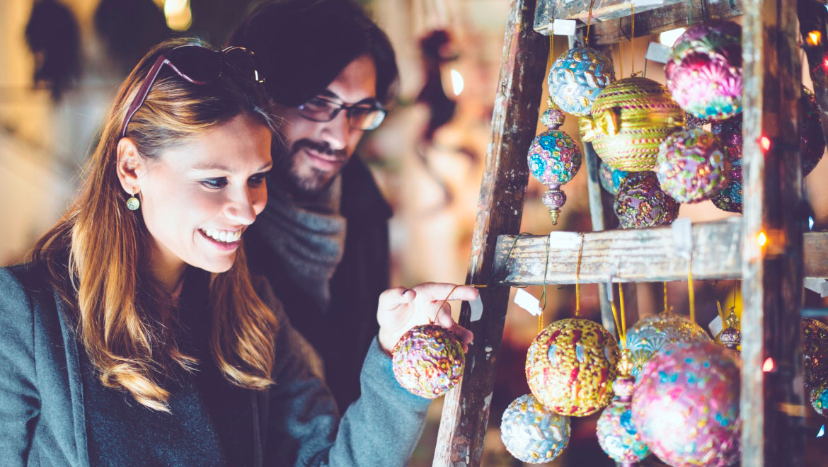 People shopping for ornaments