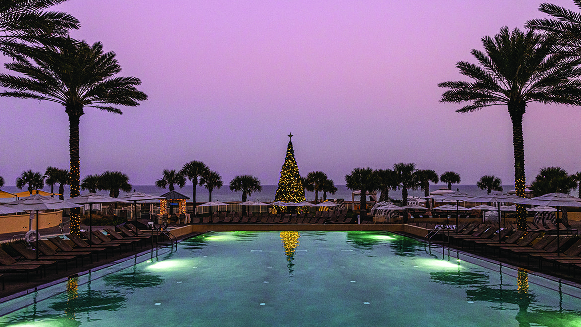 Christmas Tree on Pool Deck at Omni Amelia Island Resort & Spa