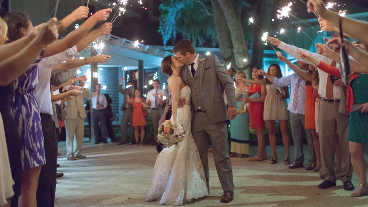 Couple under sparklers