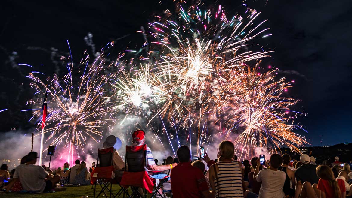 People watching fireworks.