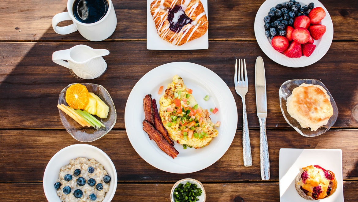 Spread of breakfast food