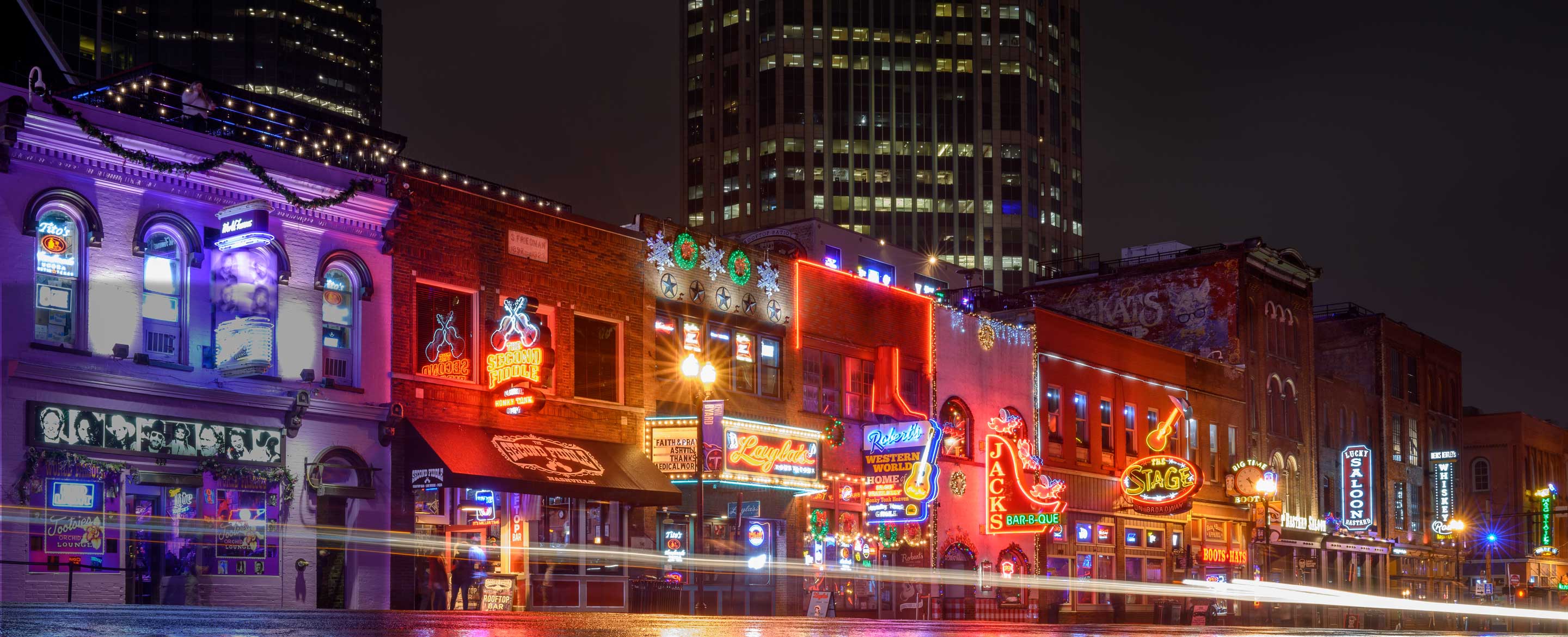 Downtown Nashville at night