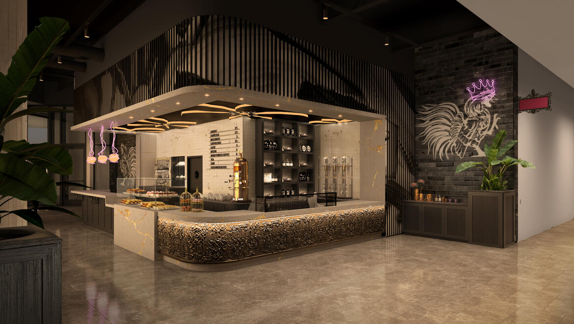Restaurant rendering of interior.