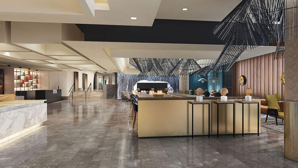 Boston Seaport Lobby bar rendering 2
