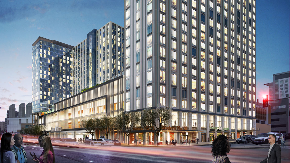 Boston Seaport exterior rendering night