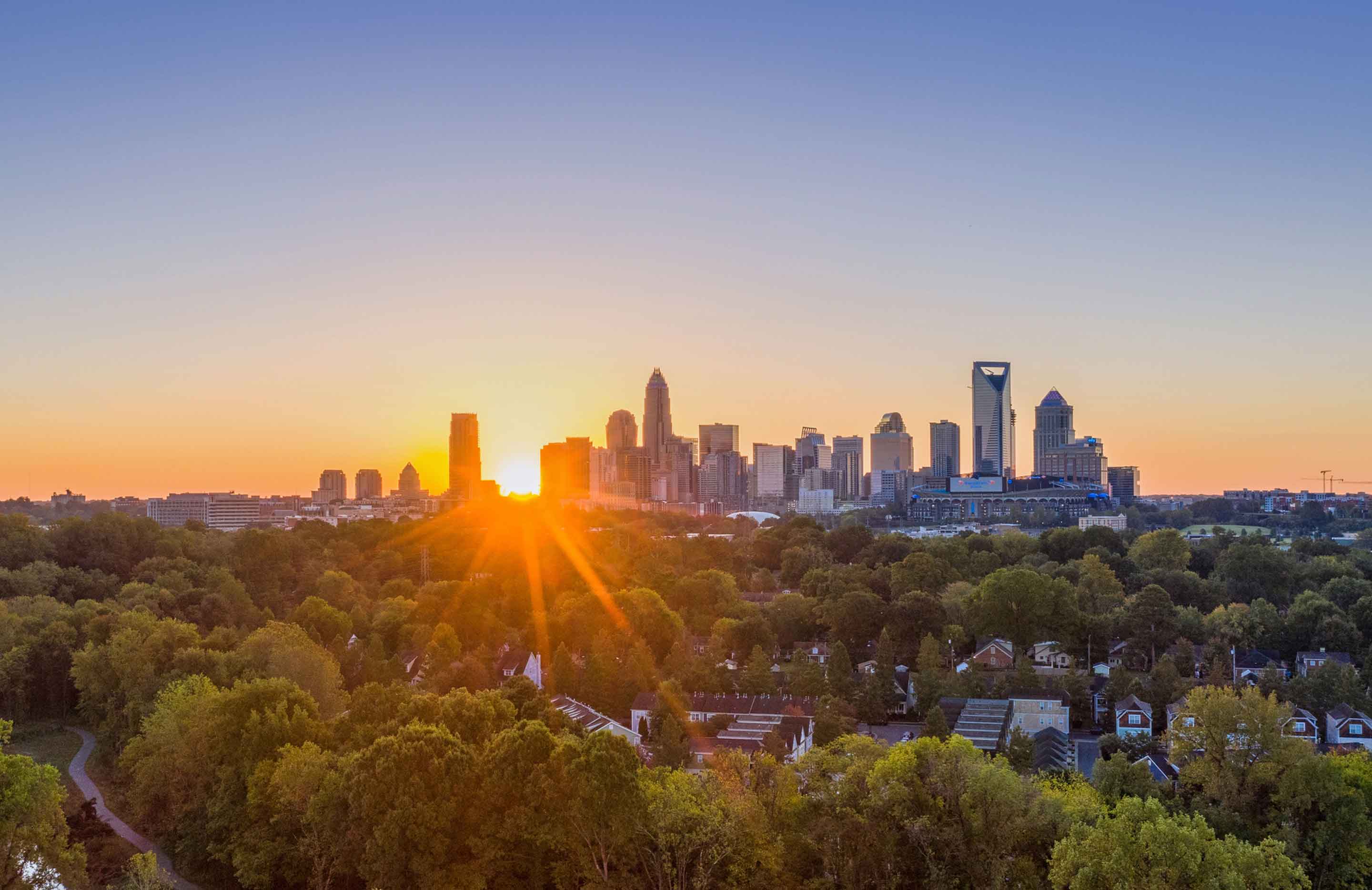 View of city skyline.