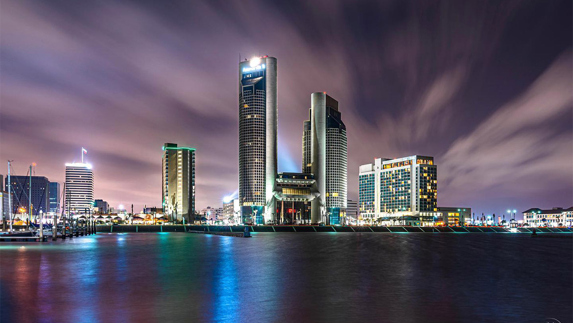 City skyline at night