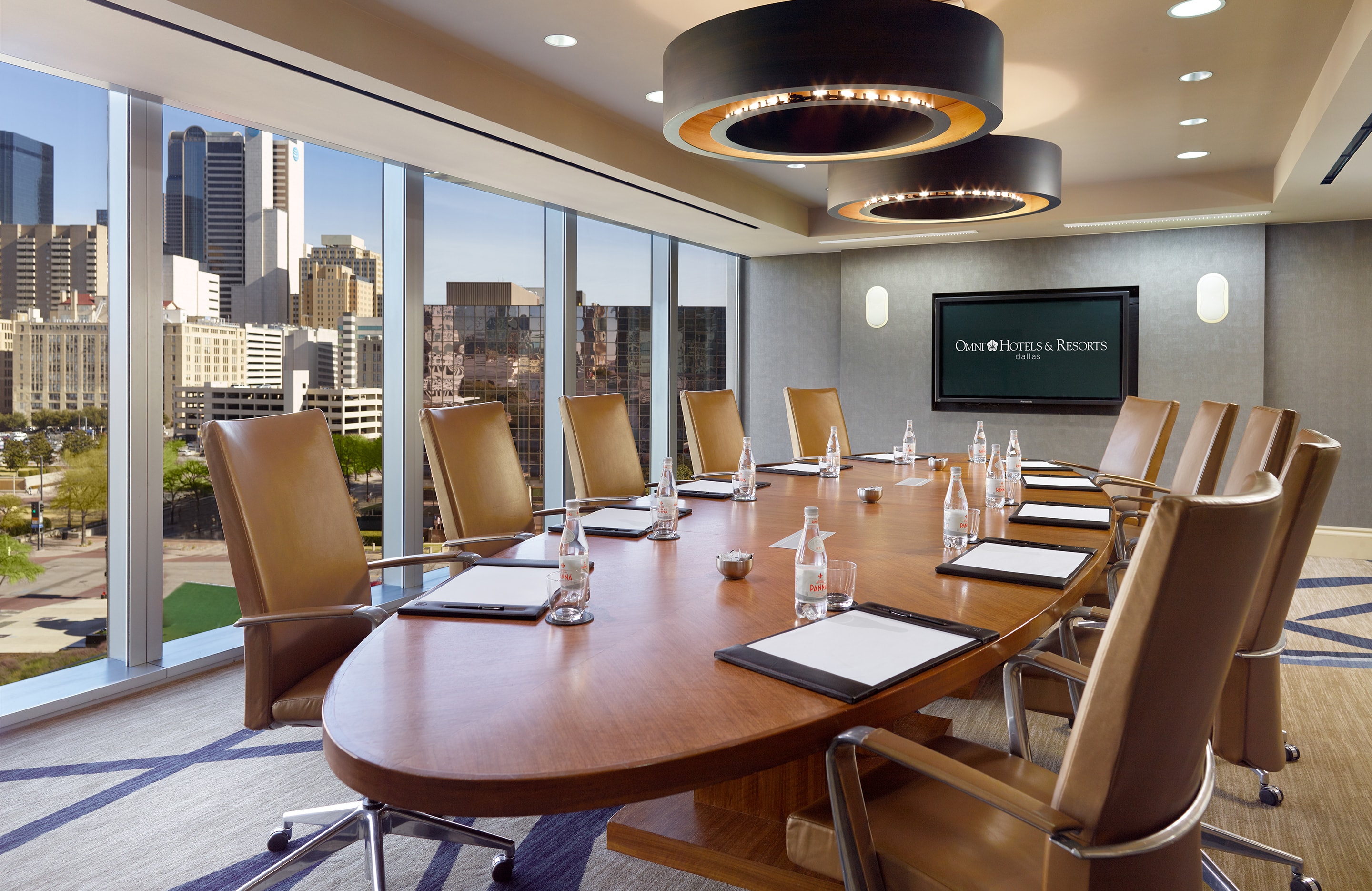 Boardroom with view of city.