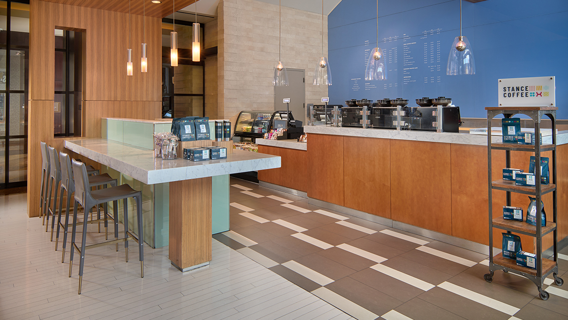 Ordering counter and additional seating.
