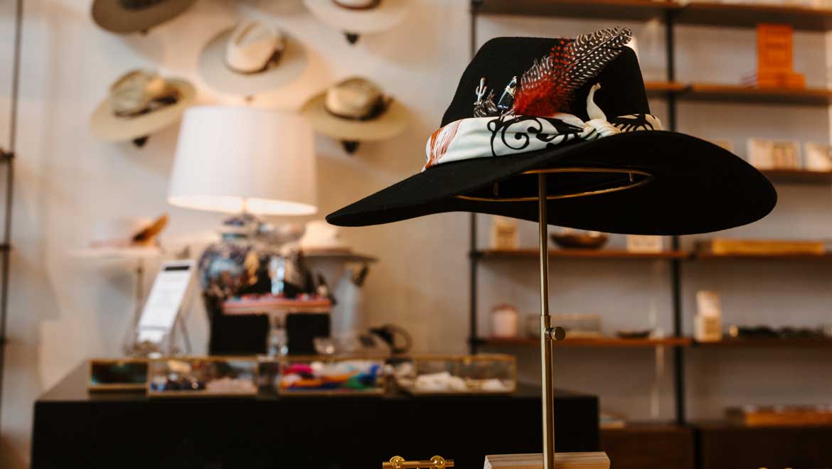 Hat with feather.