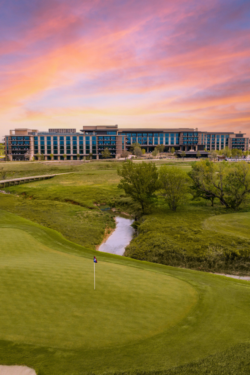 golf course during the sunset