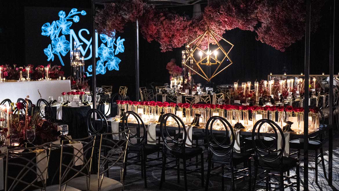 Wedding reception at night.