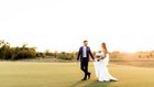 Wedding couple on the golf course.