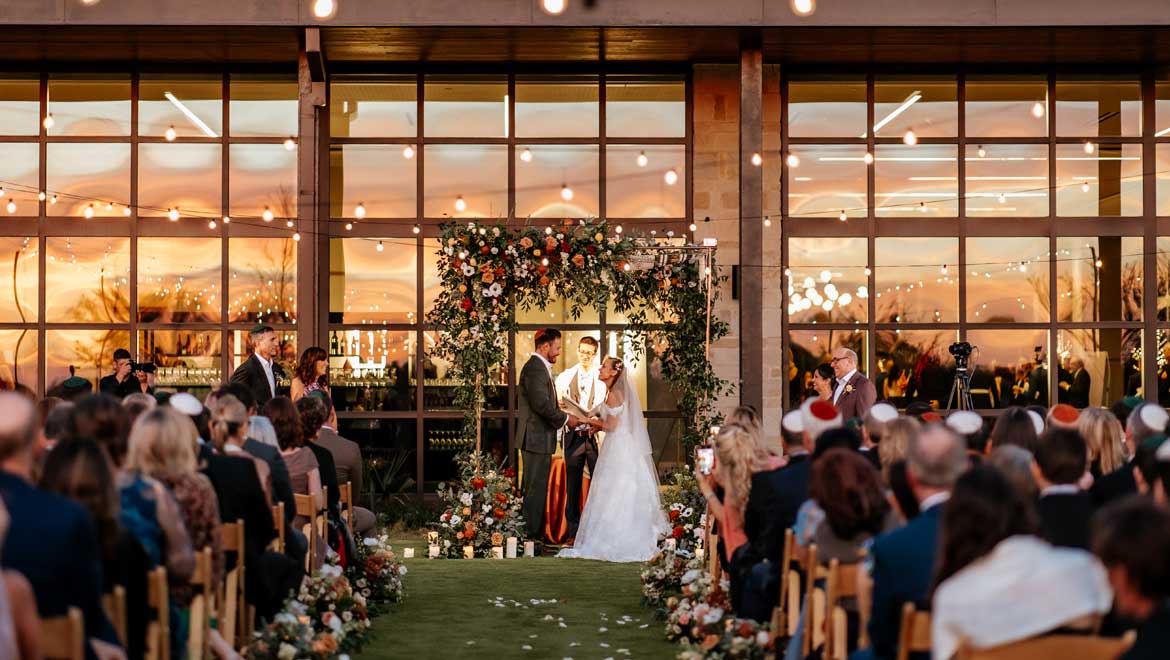 Couple exchanging vows.