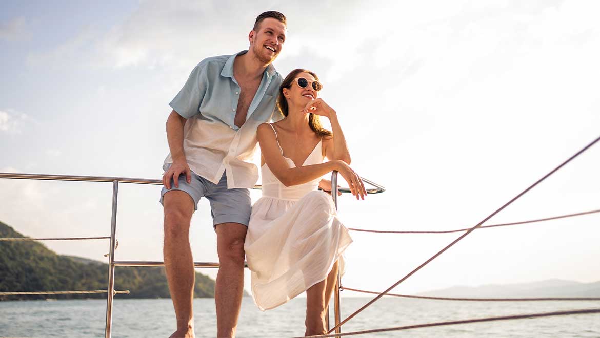 Couple relaxing on a cruise ship