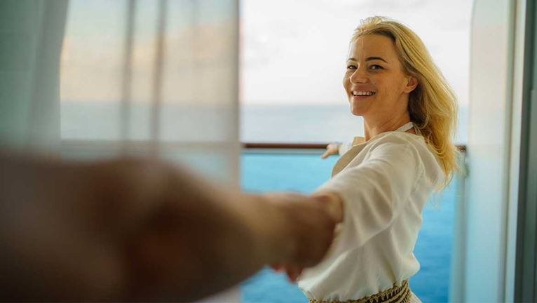 Woman on cruise ship