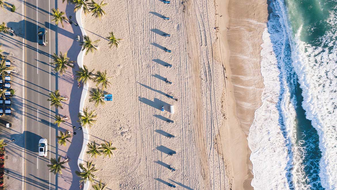 Aerial view of the beach