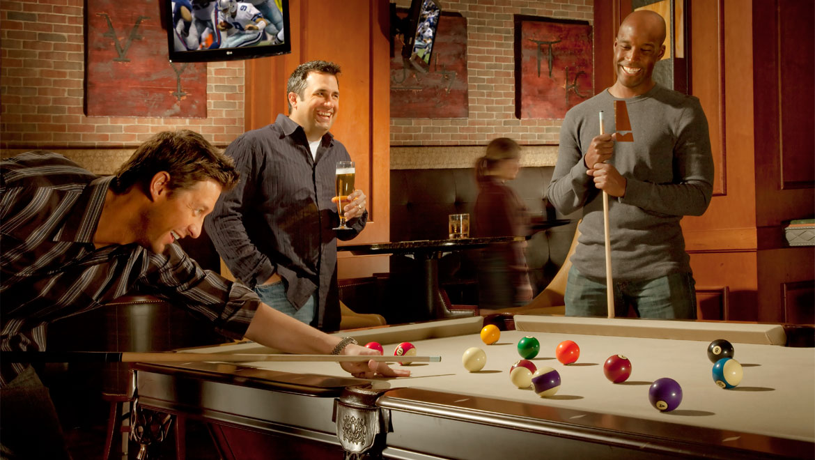 Pool table at Whiskey & Rye bar in Fort Worth