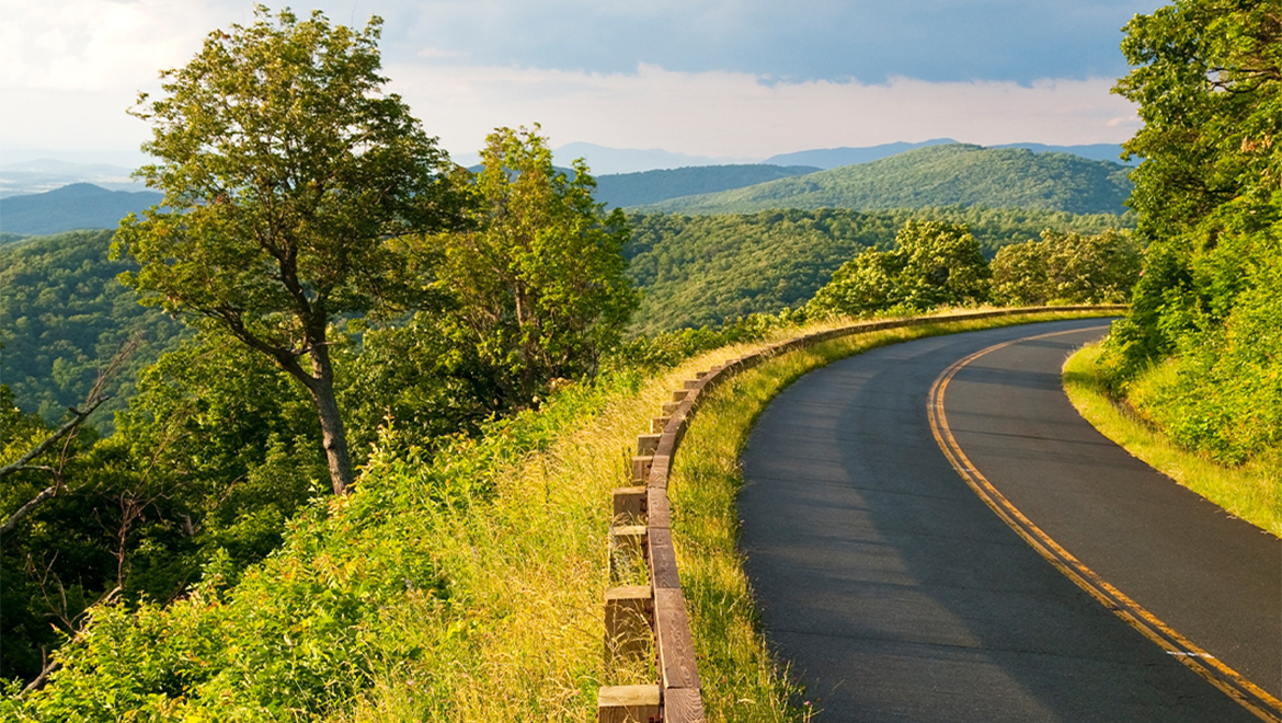 Mountain road in spring