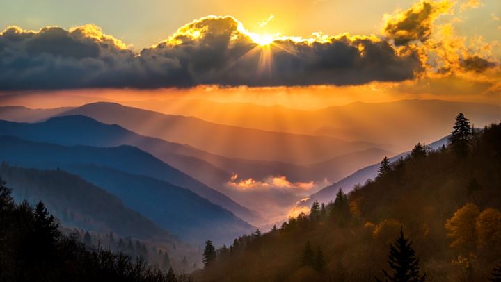Mountain view at sunset