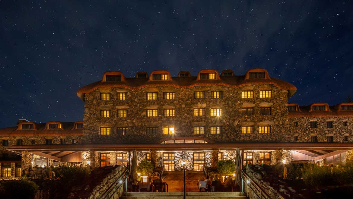   exterior at night.