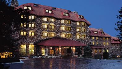 Entrance to   at night 