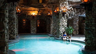 Guests visiting in the pool