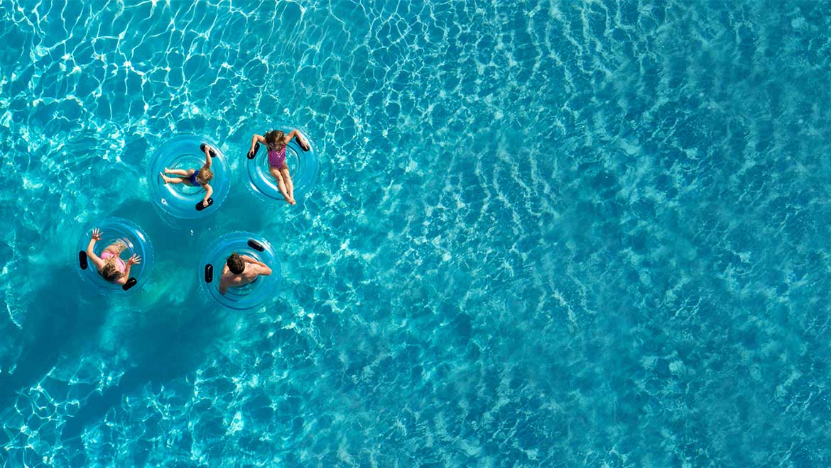 Family in pool