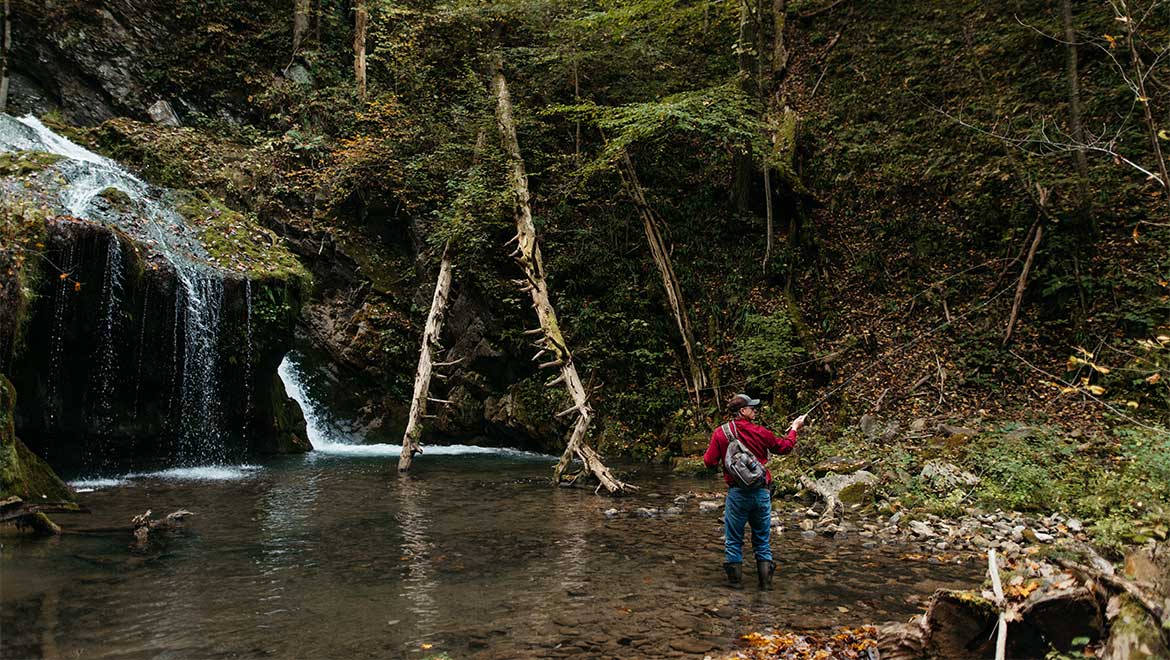 Man fly fishing