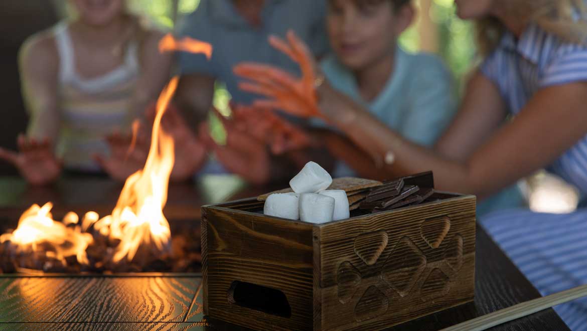 Family making smores.