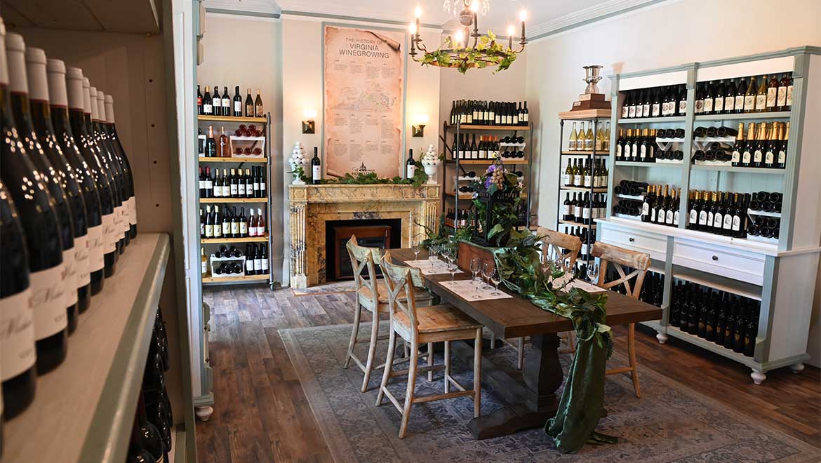 Dining area in wine room.