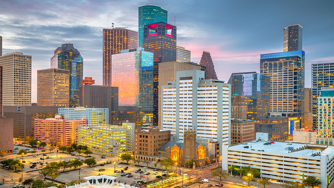 Houston city skyline.