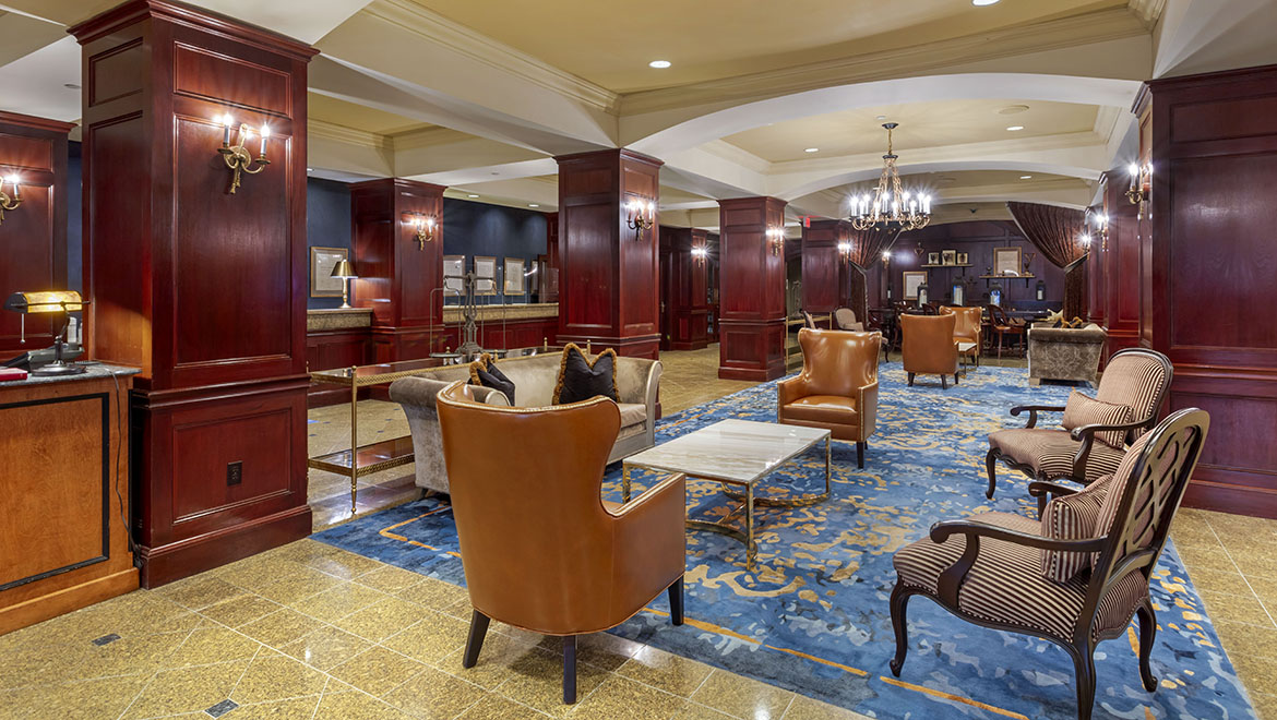 Lobby at New Haven hotel 