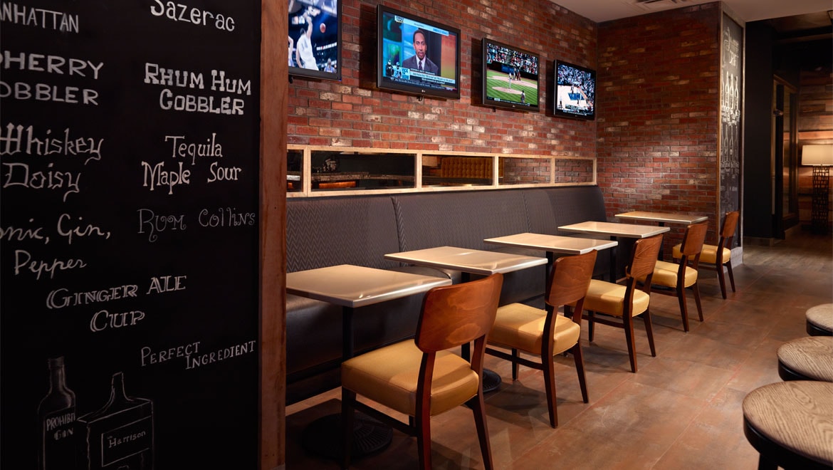 Bar tables at Severin Hotel 