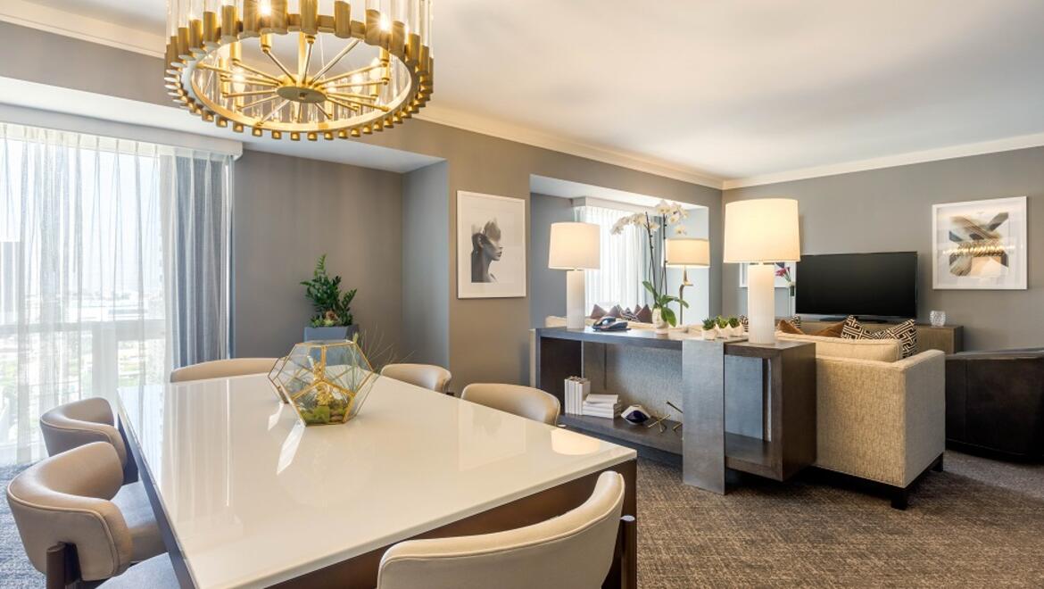 Dining area inside suite.