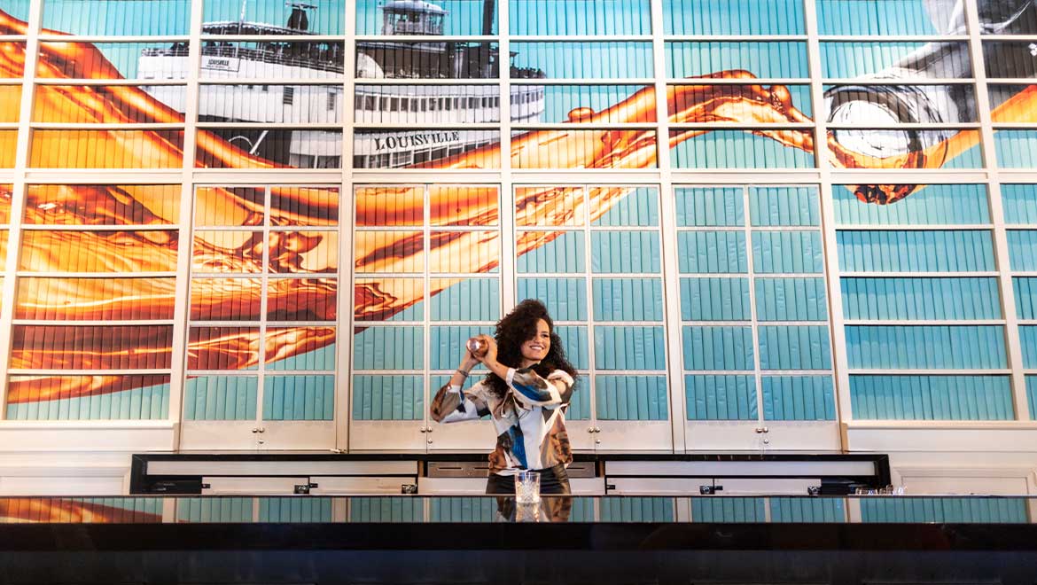 Bartender mixing up a cocktail