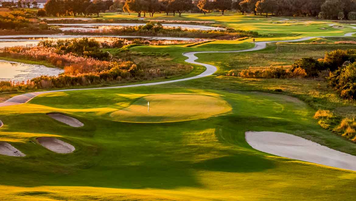 Golf course putting green.