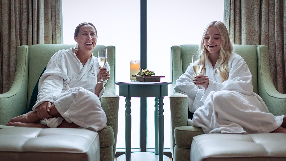Women relaxing in robes at Mokara Spa