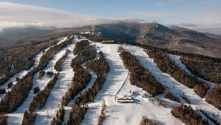 Aerial view of ski slopes