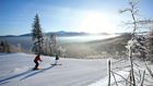 Skiing at sunrise at Mount Washington 