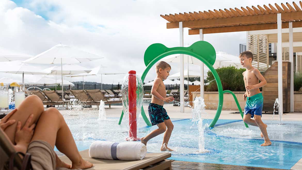 Kids playing in the pool