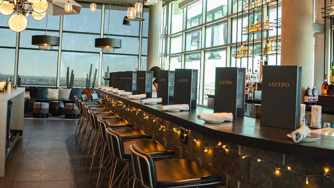 Christmas decorated bar