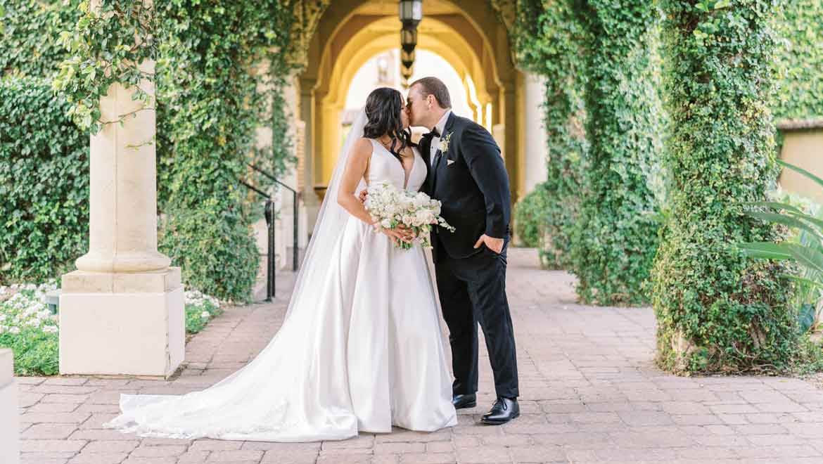 Bride and Groom kissing