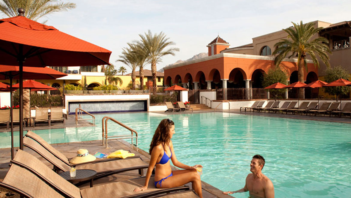 Relaxing in the pool at Montelucia Resort 