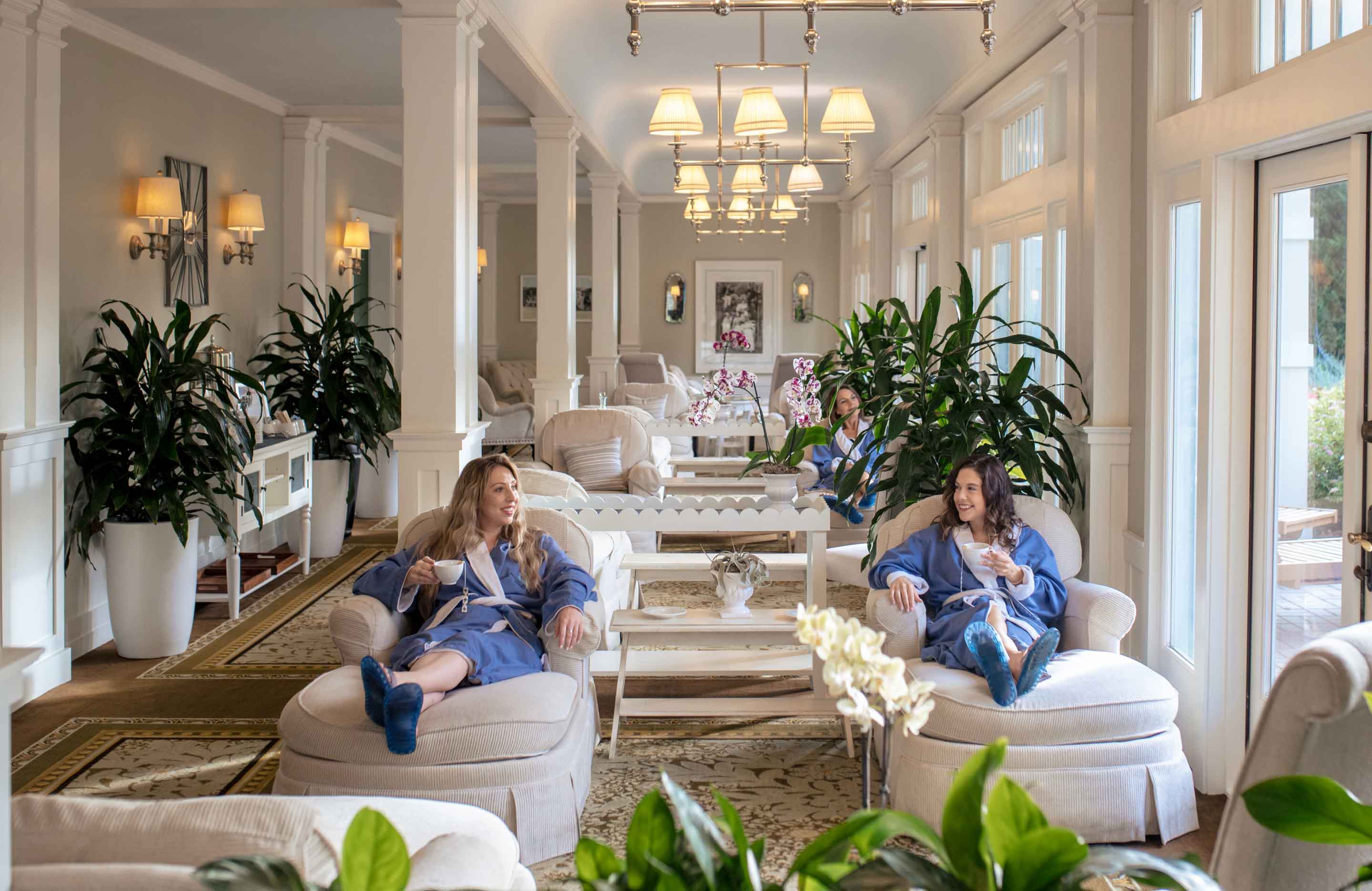 Ladies relaxing at the spa.